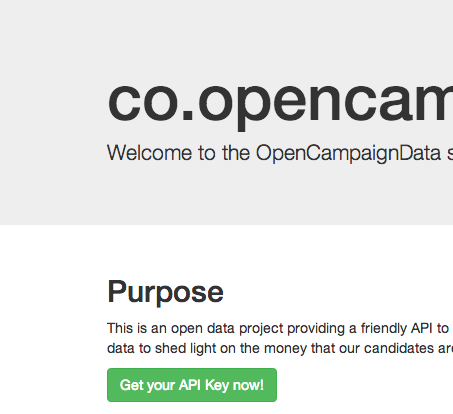 Part of a screenshot of the opencampigndata website.