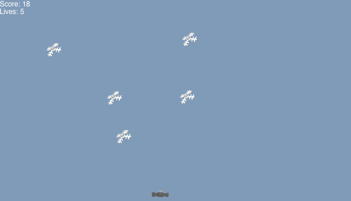 Screenshot of the snowfall game
