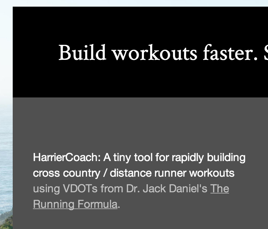 Screenshot of the HarrierCoach application