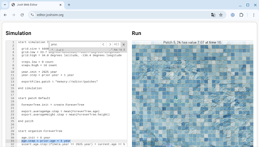 Screenshot of the Josh UI